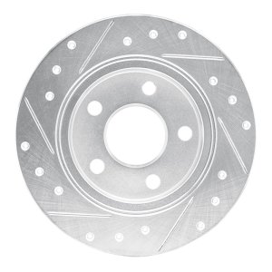 Ford Taurus SHO Brake Rotor (1) - Rear Right - R1 Concepts - Drilled & Slotted - Silver - `93-`05